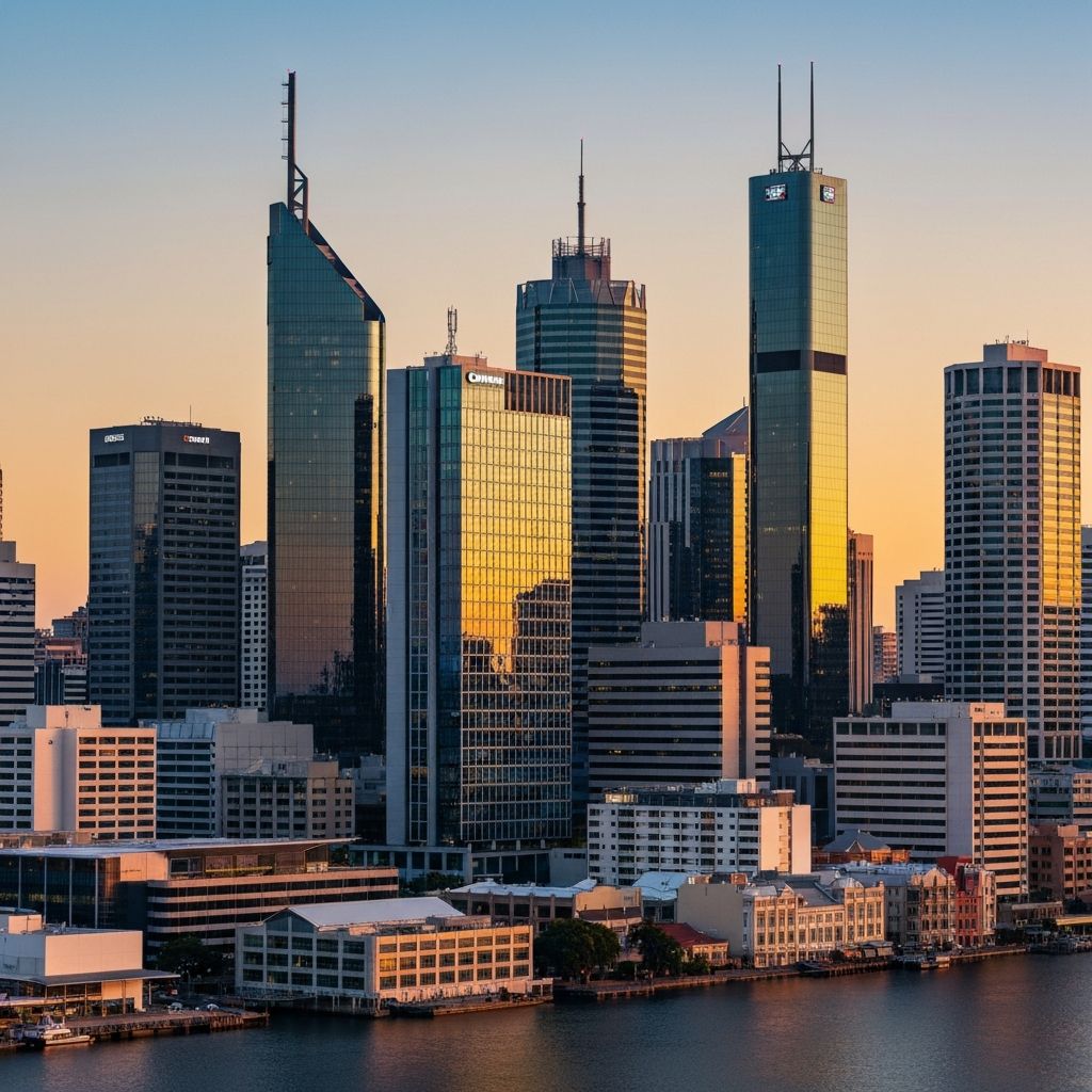 Brisbane city skyline with modern office buildings